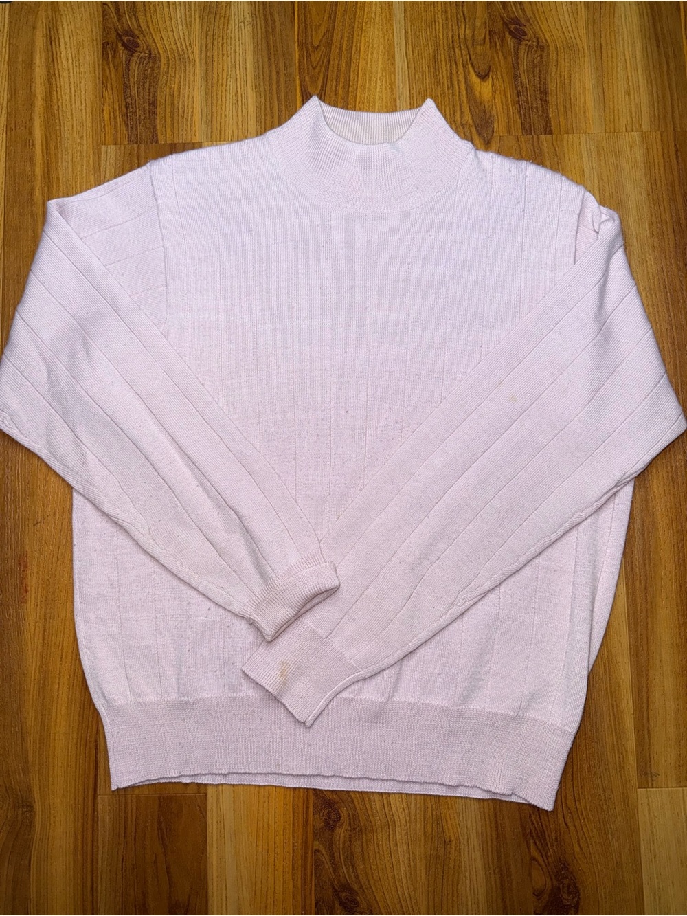 Jennifer Moore Men's Pale Pink Ribbed Turtleneck Sweater